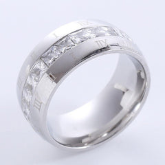 Wholesale Elegant Romantic Solid Color Stainless Steel Plating Inlay Rhinestones 18K Gold Plated Rings - coojewelry