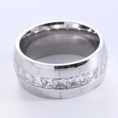Wholesale Elegant Romantic Solid Color Stainless Steel Plating Inlay Rhinestones 18K Gold Plated Rings - coojewelry