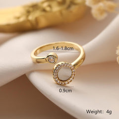 Wholesale Elegant Romantic Solid Color Stainless Steel Plating Inlay Rhinestones 18K Gold Plated Rings - coojewelry