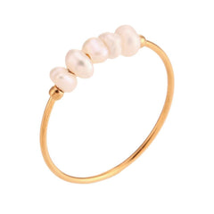 Wholesale Elegant Simple Geometric Stainless Steel Pearl Ring 1 Piece - coojewelry