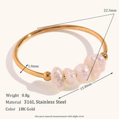 Wholesale Elegant Simple Geometric Stainless Steel Pearl Ring 1 Piece - coojewelry