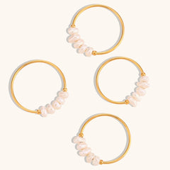 Wholesale Elegant Simple Geometric Stainless Steel Pearl Ring 1 Piece - coojewelry