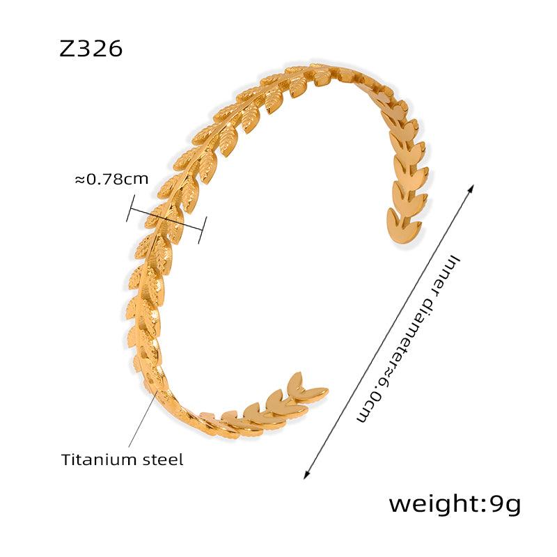 Wholesale Elegant Simple Style Grain Titanium Steel Plating 18K Gold Plated Bangle - coojewelry