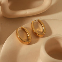 Wholesale Elegant Simple Style Solid Color Polished Plating 304 Stainless Steel 18K Gold Plated Earrings Pair - coojewelry