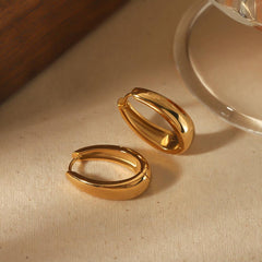 Wholesale Elegant Simple Style Solid Color Polished Plating 304 Stainless Steel 18K Gold Plated Earrings Pair - coojewelry