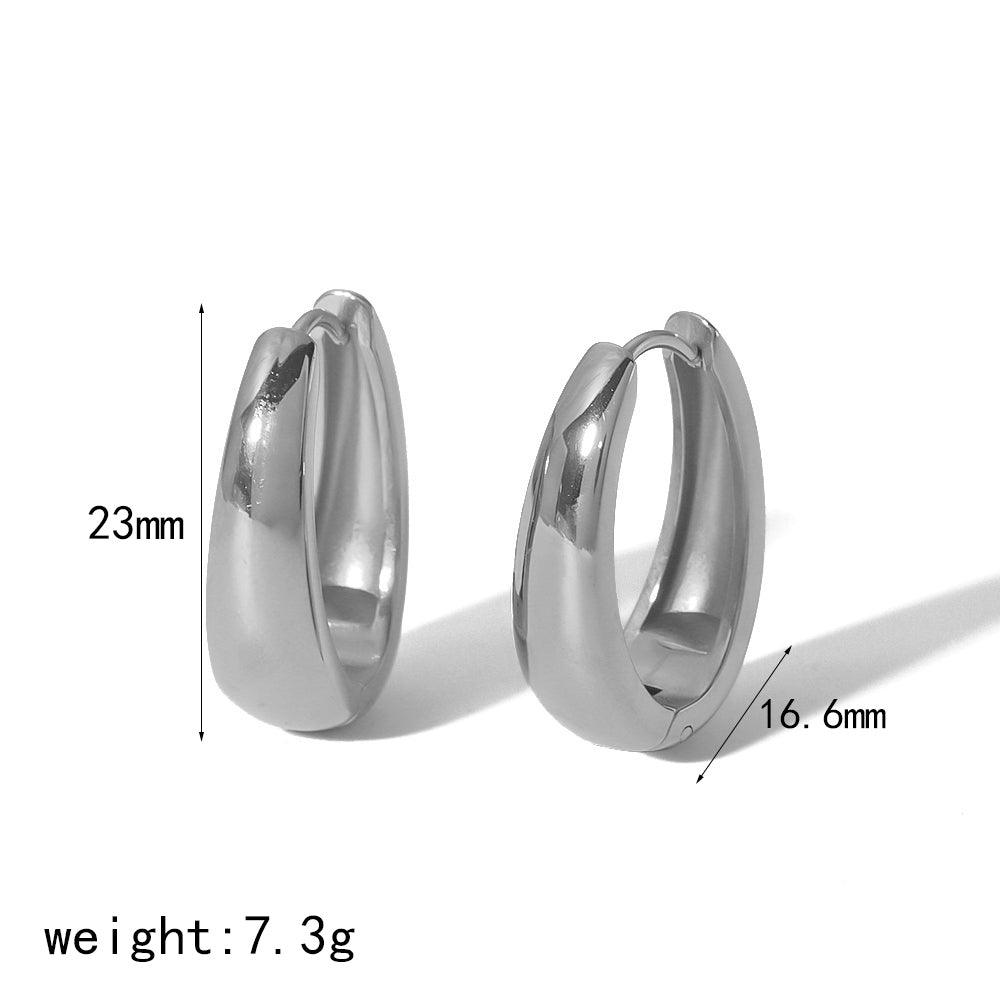 Wholesale Elegant Simple Style Solid Color Polished Plating 304 Stainless Steel 18K Gold Plated Earrings Pair - coojewelry