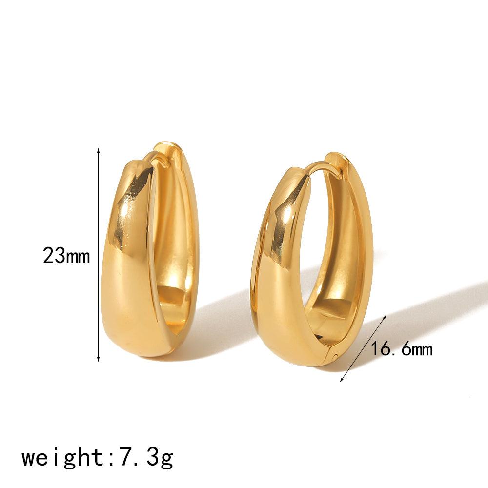 Wholesale Elegant Simple Style Solid Color Polished Plating 304 Stainless Steel 18K Gold Plated Earrings Pair - coojewelry