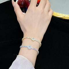 Wholesale Elegant Star and Heart Shape Brass Zircon Inlay 18K Gold and Silver Plated Bracelets - coojewelry