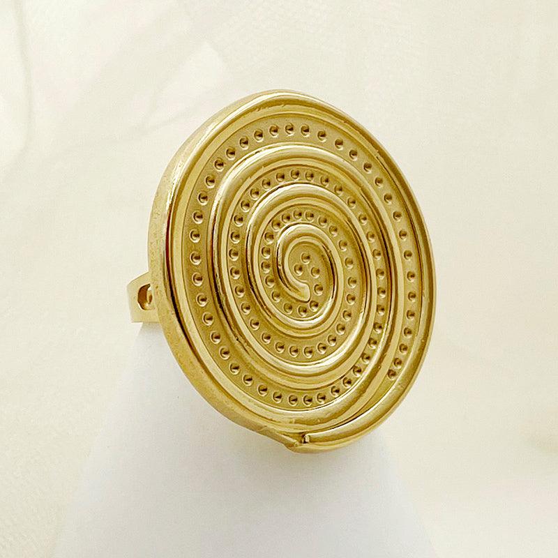Wholesale Elegant Sweet Round Stainless Steel Open Rings  Gold Plated - coojewelry