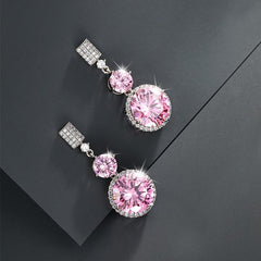 Wholesale Elegant Xuping Round Inlay Copper Alloy Artificial Gemstones White Gold Plated Drop Earrings - coojewelry