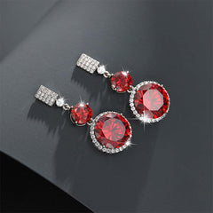 Wholesale Elegant Xuping Round Inlay Copper Alloy Artificial Gemstones White Gold Plated Drop Earrings - coojewelry