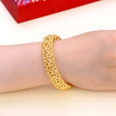 Wholesale Ethnic Style Solid Color Copper Gold Plated Bangles in Bulk - coojewelry