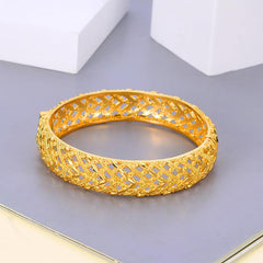 Wholesale Ethnic Style Solid Color Copper Gold Plated Bangles in Bulk - coojewelry