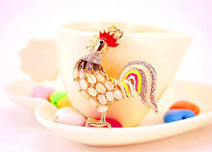 Wholesale Fashion Cock Alloy Keychain | Rhinestone Inlay, Opal Unisex Bag Pendant - coojewelry
