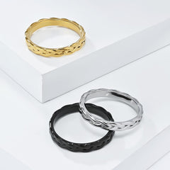Wholesale Fitness Solid Color 304 Stainless Steel 18K Gold Plated Rings In Bulk - coojewelry