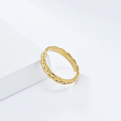 Wholesale Fitness Solid Color 304 Stainless Steel 18K Gold Plated Rings In Bulk - coojewelry