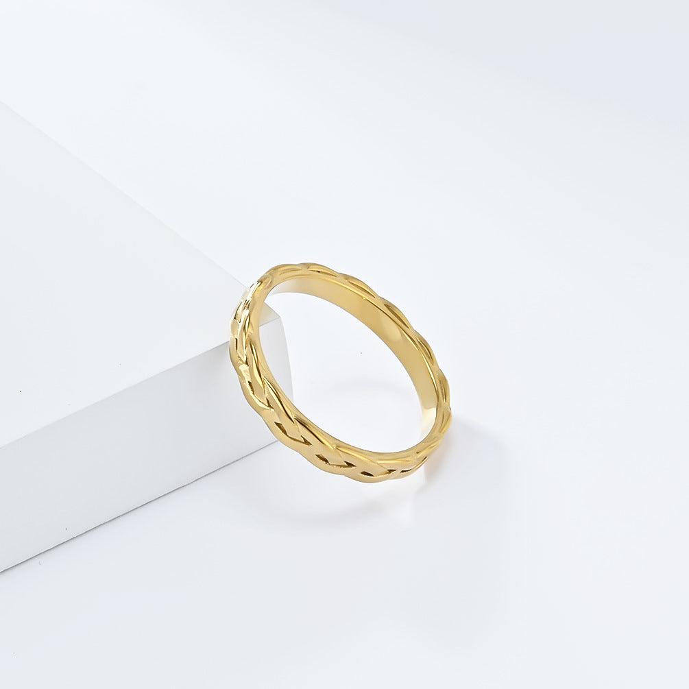 Wholesale Fitness Solid Color 304 Stainless Steel 18K Gold Plated Rings In Bulk - coojewelry