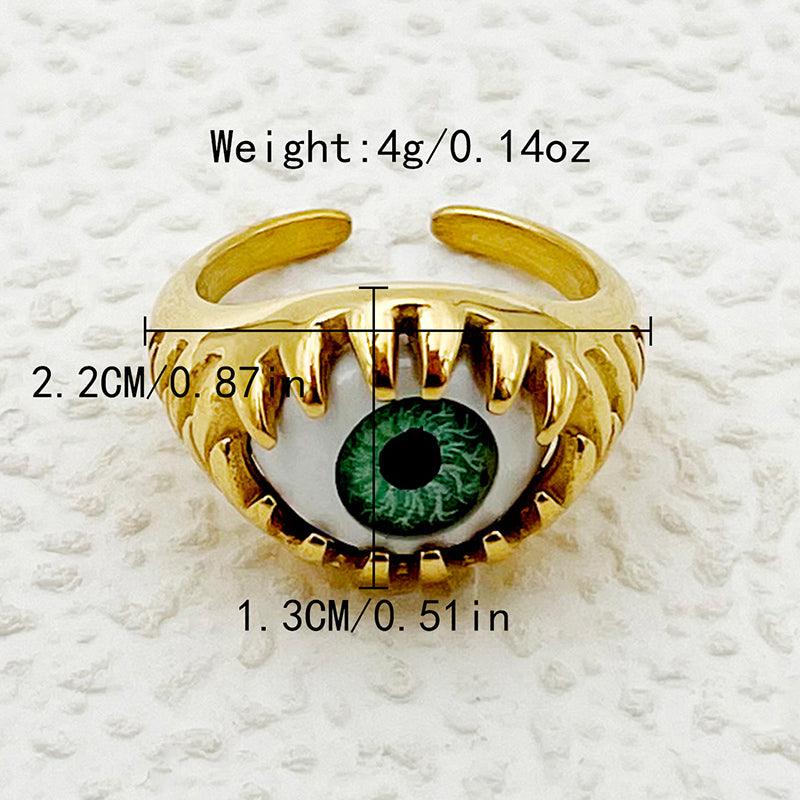 Wholesale Funny Novelty Commute Eye Stainless Steel Rings | Gold Plated - coojewelry
