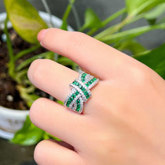 Wholesale Glam Luxurious Crown Wings Copper Open Rings | 14K Gold & Rhodium Plated with Zircon Inlays - coojewelry