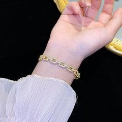 Wholesale Glam Luxurious Solid Color Brass Plating Zircon Inlay 18K Gold and Silver Plated - coojewelry