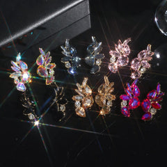 Wholesale Glam Shiny Geometric Inlay Alloy Rhinestones Zircon Drop Earrings - coojewelry