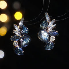 Wholesale Glam Shiny Geometric Inlay Alloy Rhinestones Zircon Drop Earrings - coojewelry