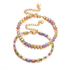 Wholesale Glam Shiny Geometric Zircon Bracelets, Stainless Steel Plating Inlay - coojewelry
