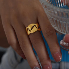 Wholesale Hip-hop Rock Punk Geometric Titanium Steel Plating 18K Gold Plated Open Rings - coojewelry