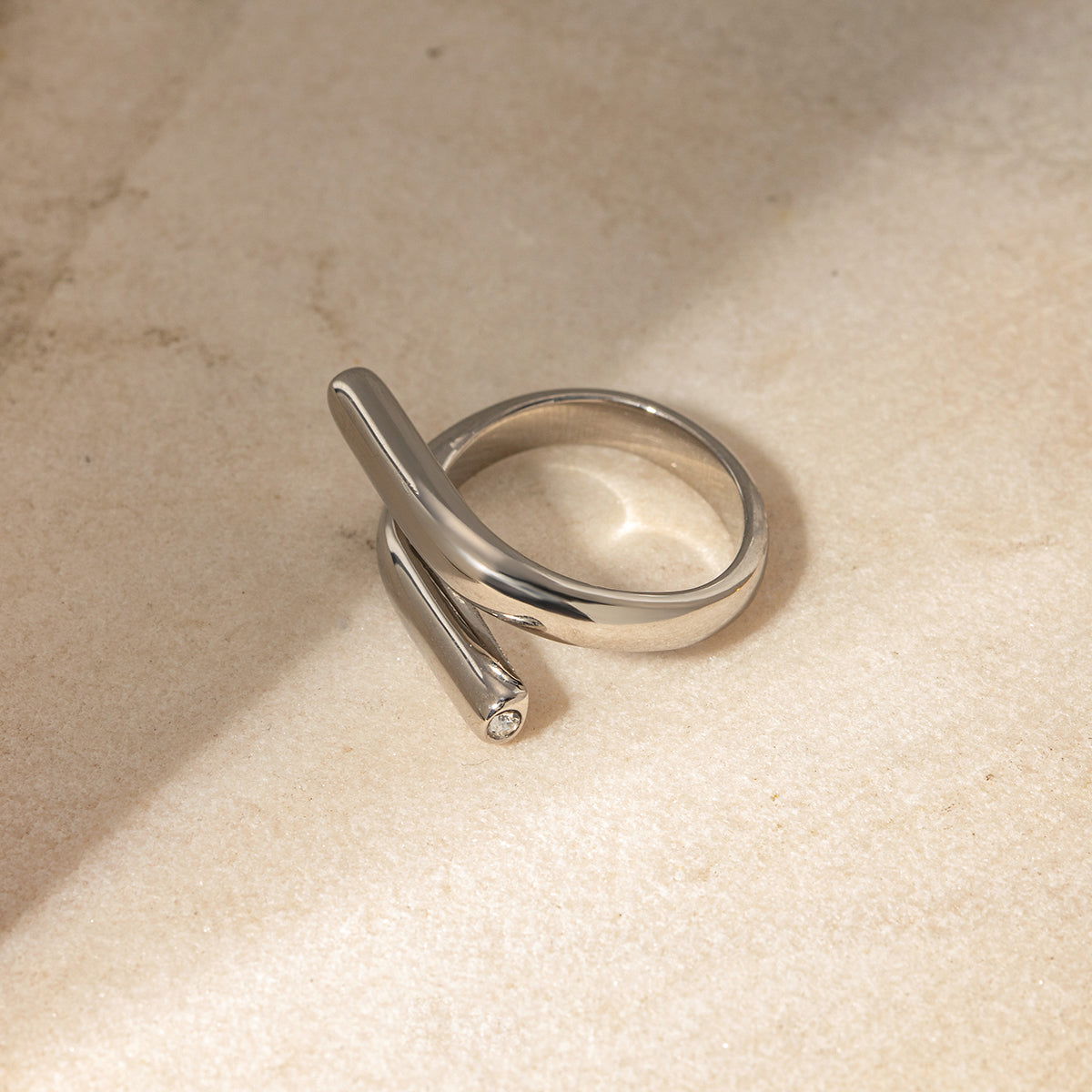 Wholesale IG Modern Classic Style Irregular Geometric 304 Stainless Steel 18K Gold Plated Open Rings In Bulk - coojewelry