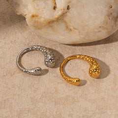 Wholesale IG Style Asymmetrical Stainless Steel Open Rings | Solid Color 18K Gold Plated - coojewelry