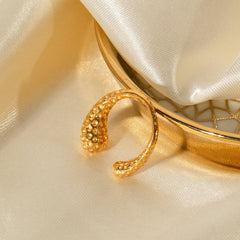 Wholesale IG Style Asymmetrical Stainless Steel Open Rings | Solid Color 18K Gold Plated - coojewelry