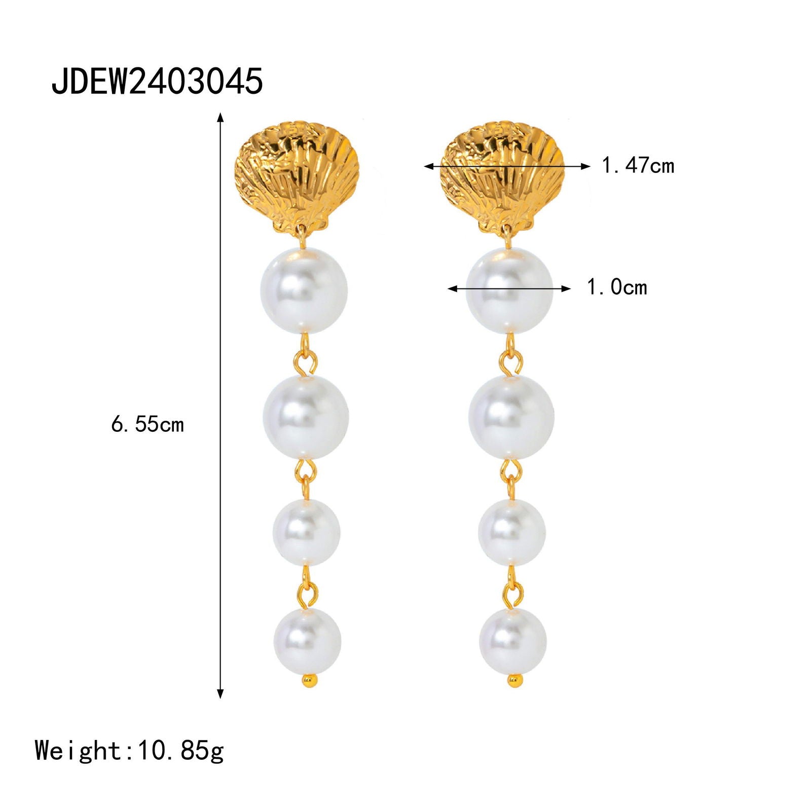Wholesale IG Style Beach Shell Pearl 304 Stainless Steel 18K Gold Plated Drop Earrings for Trendy Women - coojewelry