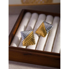 Wholesale IG Style Color Block Rectangle 316 Stainless Steel 18K Gold Plated Ear Studs for Trendy Women - coojewelry