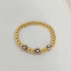 Wholesale IG Style Devil's Eye Copper Beaded Plating Inlay Zircon 18K Gold Plated Bracelets - coojewelry