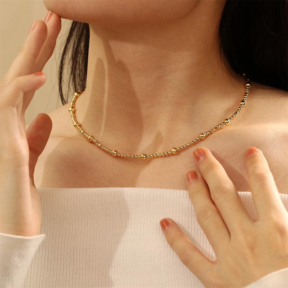 Wholesale IG Style Elegant Simple Style Geometric Freshwater Pearl Copper Beaded Plating 18K Gold Plated Necklace - coojewelry