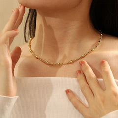 Wholesale IG Style Elegant Simple Style Geometric Freshwater Pearl Copper Beaded Plating 18K Gold Plated Necklace - coojewelry