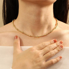Wholesale IG Style Elegant Simple Style Geometric Freshwater Pearl Copper Beaded Plating 18K Gold Plated Necklace - coojewelry