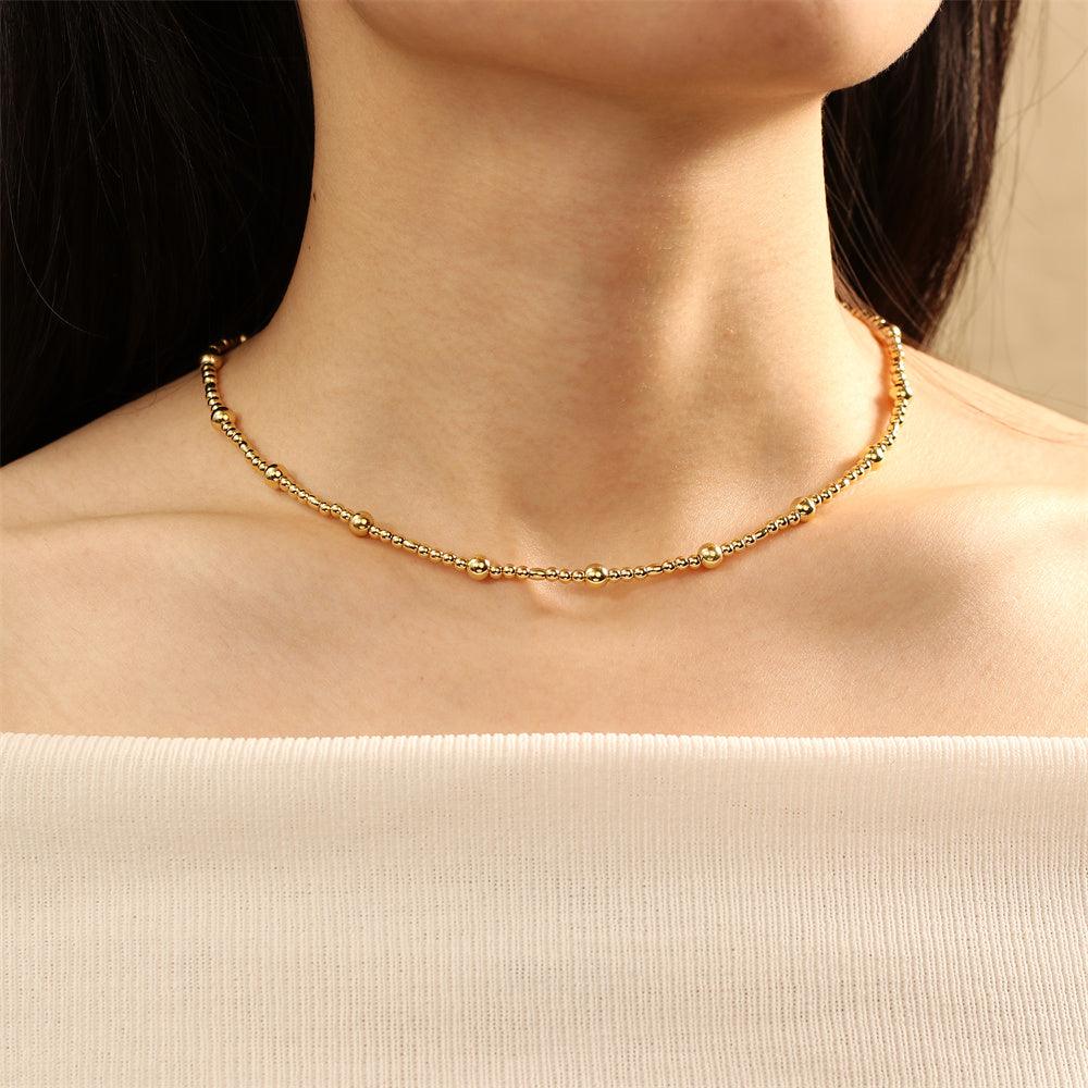 Wholesale IG Style Elegant Simple Style Geometric Freshwater Pearl Copper Beaded Plating 18K Gold Plated Necklace - coojewelry
