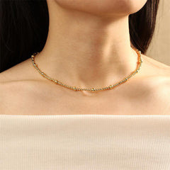 Wholesale IG Style Elegant Simple Style Geometric Freshwater Pearl Copper Beaded Plating 18K Gold Plated Necklace - coojewelry