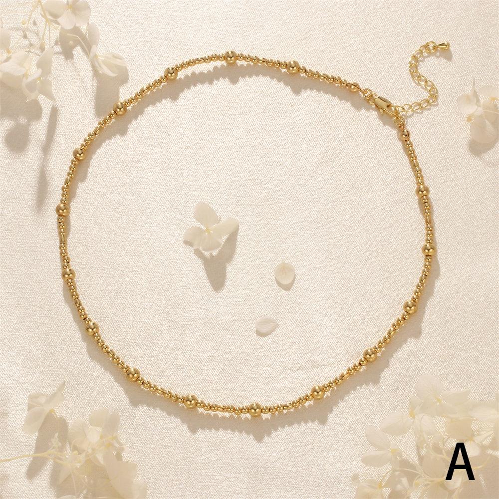 Wholesale IG Style Elegant Simple Style Geometric Freshwater Pearl Copper Beaded Plating 18K Gold Plated Necklace - coojewelry