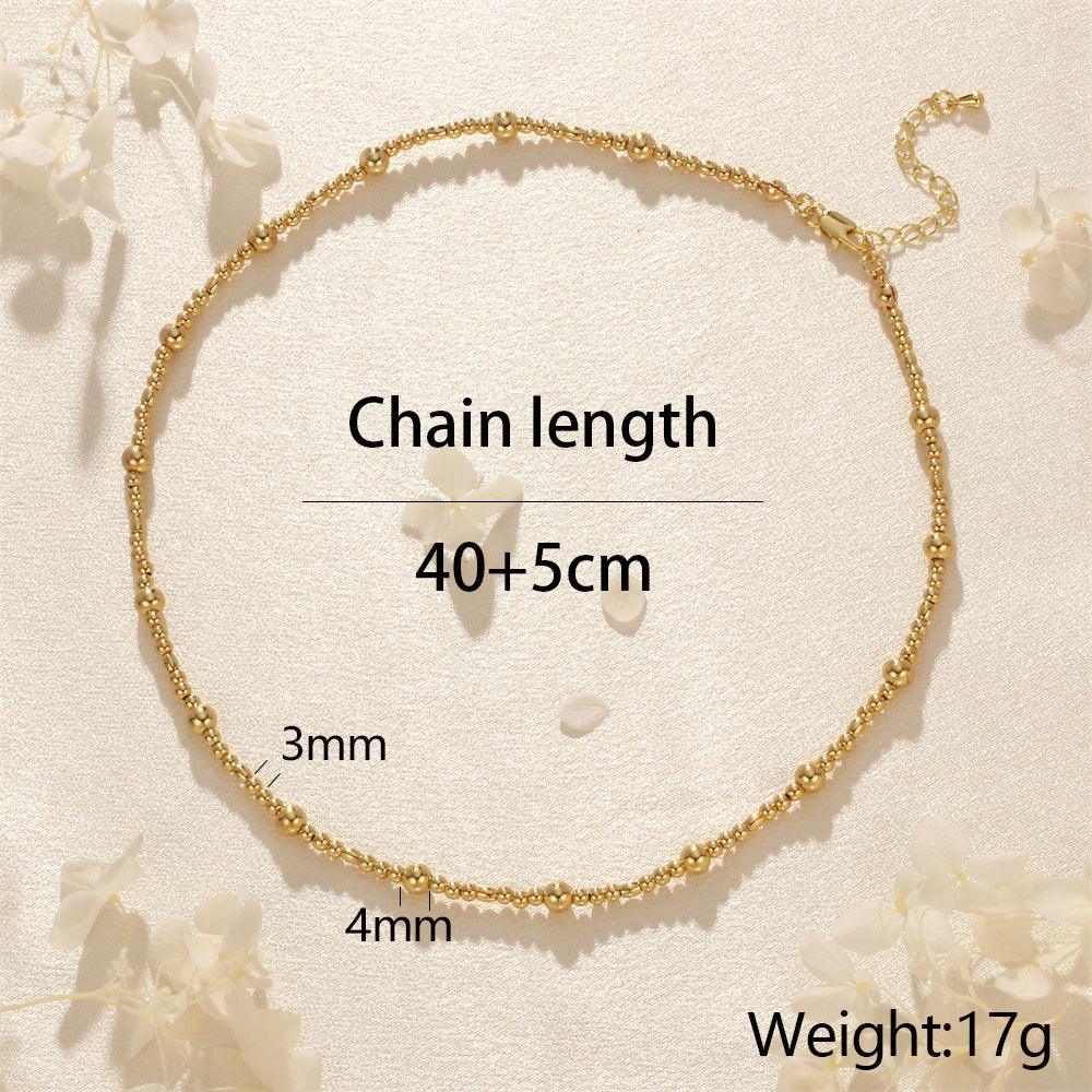 Wholesale IG Style Elegant Simple Style Geometric Freshwater Pearl Copper Beaded Plating 18K Gold Plated Necklace - coojewelry