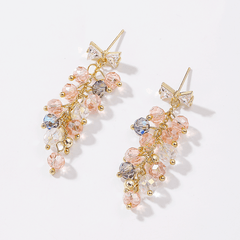 Wholesale IG Style Shiny Bow Knot Crystal Inlay Alloy Zircon Drop Earrings - coojewelry