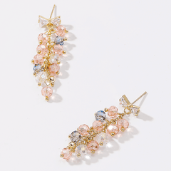 Wholesale IG Style Shiny Bow Knot Crystal Inlay Alloy Zircon Drop Earrings - coojewelry