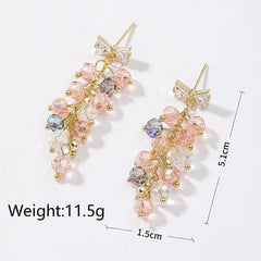 Wholesale IG Style Shiny Bow Knot Crystal Inlay Alloy Zircon Drop Earrings - coojewelry
