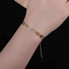 Wholesale IG Style Simple Heart Shape Stainless Steel Titanium Steel Plating 18K Gold Plated Bracelets - coojewelry
