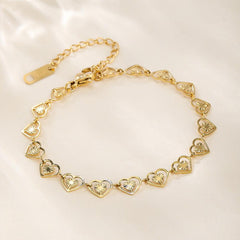 Wholesale IG Style Simple Heart Shape Stainless Steel Titanium Steel Plating 18K Gold Plated Bracelets - coojewelry