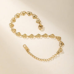 Wholesale IG Style Simple Heart Shape Stainless Steel Titanium Steel Plating 18K Gold Plated Bracelets - coojewelry
