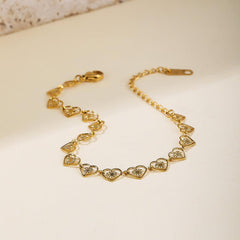 Wholesale IG Style Simple Heart Shape Stainless Steel Titanium Steel Plating 18K Gold Plated Bracelets - coojewelry