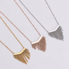 Wholesale IG Style Simple Style Tassel Stainless Steel Plating 18K Gold Plated Pendant Necklace - coojewelry