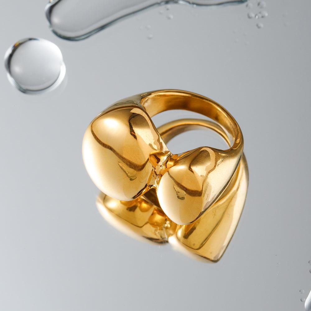 Wholesale IG Style Solid Color Stainless Steel Plating 18K Gold Plated Rings - coojewelry